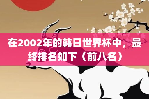 在2002年的韩日世界杯中，最终排名如下（前八名）