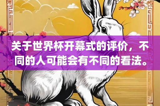 关于世界杯开幕式的评价，不同的人可能会有不同的看法。