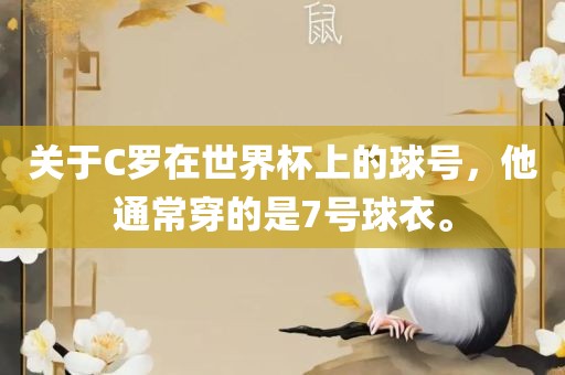 关于C罗在漯河市盈旭机械设备有限公司世界杯上的球号，他通常穿的是7号球衣。
