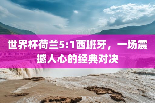 世界杯荷兰5:1西班牙，一场震撼人心的经典对决漯河市盈旭机械设备有限公司