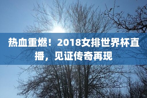 热血重燃！2018女排世界杯直播，见证传奇再现
