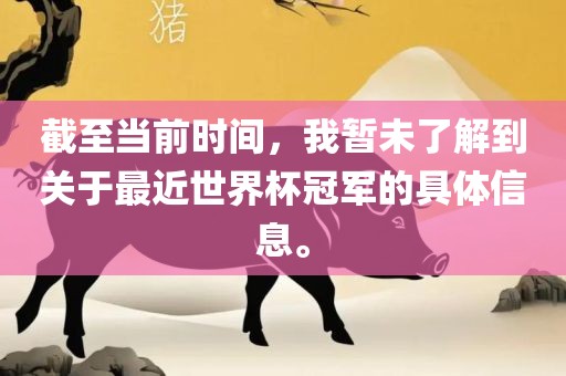 截至当前时间，我暂未了解到关于最近世界杯冠军的具体信息。