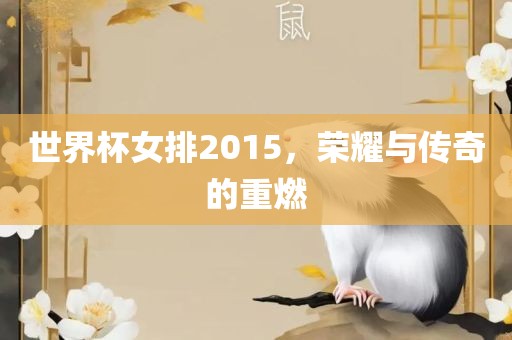 世界杯女排2015，荣耀与传奇的重燃漯河市盈旭机械设备有限公司