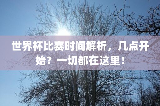 世界杯比赛时间解析，几点开始？一切都在这里！