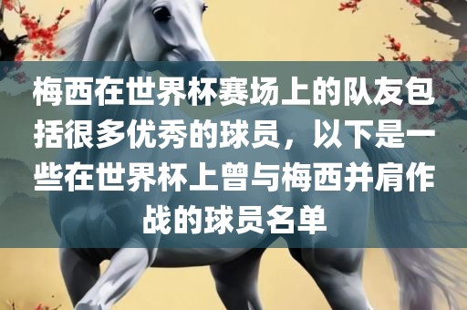 梅西在世界杯赛场上的队友包括很多优秀的球员，以下是一些在世界杯上曾与梅西并肩作战的球员名单