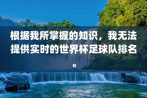 根据我所掌握的知识，我无法提供实时的世界杯足球队排名。