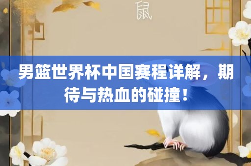 男篮世界杯中国赛程详解，期待与热血的碰撞！