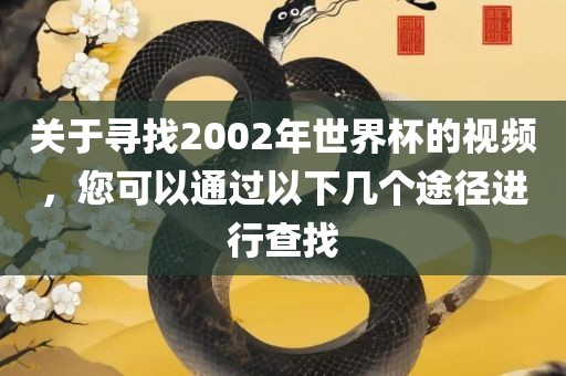 关于寻找2002年世界杯的视频，您可以通过以下几个途径进行查找