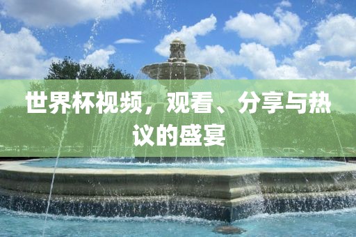 世界杯视频，观看、分享与热议的盛宴