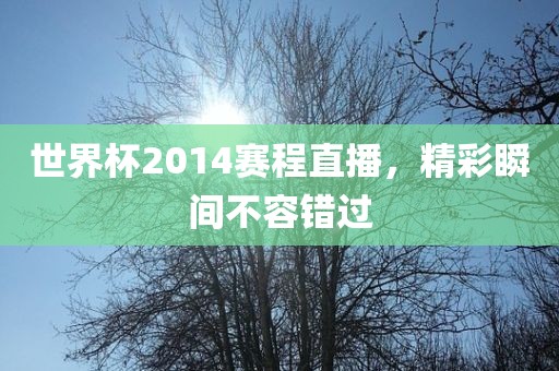 世界杯2014赛程直播，精彩瞬间不容错过
