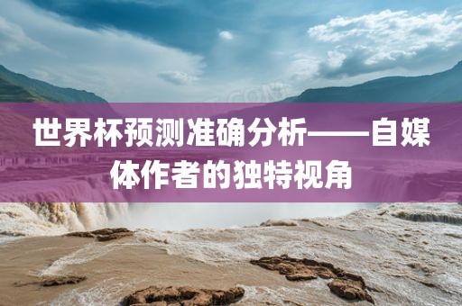 世界杯预测准确分析——自媒体作者的独特视角漯河市盈旭机械设备有限公司