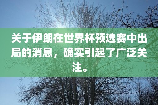 关于伊朗在世界杯预选赛中出局的消息，确实引起了广泛关注。