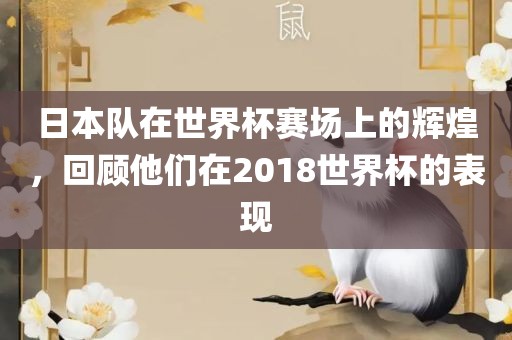 日本队在世界杯赛场上的辉煌，回顾他们在2018世界杯的表现