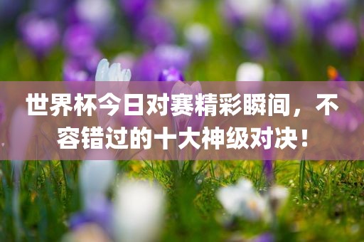 世界杯今日对赛精彩瞬间，不容错过的十大神级对决！
