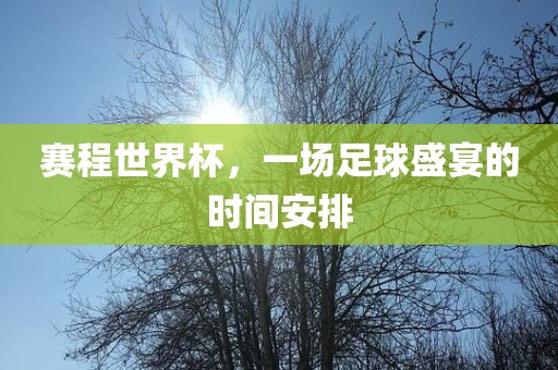 赛程世界杯，一场足球盛宴的时间安排